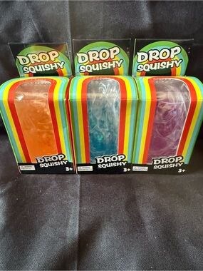 New 3 Drop Squishys- Orange, Blue, Purple (Not Needoh Brand) Excellent Quality